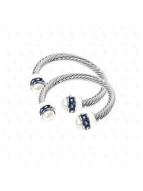 Zeta Inspired Bracelet Set Blue White Cuffs